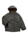 Calvin Klein Little Boy's Logo Puffer Hooded Jacket In Charcoal
