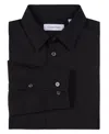Calvin Klein Big Boys Slim Fit Solid Stretch Poplin Dress Shirt In Black