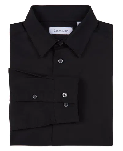 CALVIN KLEIN LITTLE BOYS SOLID STRETCH POPLIN SHIRT