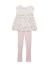 Calvin Klein Toddler And Little Girls 2-piece Mixed Print Floral Tunic Ribbed Stretch Leggings Sets In Pink Flower