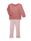 Calvin Klein Little Girl's 2-piece Logo Sweatshirt & Leggings Set In Rose