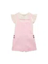 Calvin Klein Little Girl's 2-piece Logo Tee & Solid Shortall Set In Pink Multi