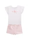 Calvin Klein Little Girl's 2-piece Logo Top & Shorts Set In Dusty Pink