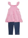 CALVIN KLEIN LITTLE GIRL'S 2-PIECE SMOCKED TOP & PANTS SET