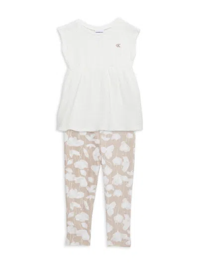 Calvin Klein Babies' Little Girl's 2-piece Tunic & Capri Set In White