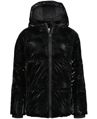 Calvin Klein Kids' Little Girls Liquid Shine Puffer Jacket In Black