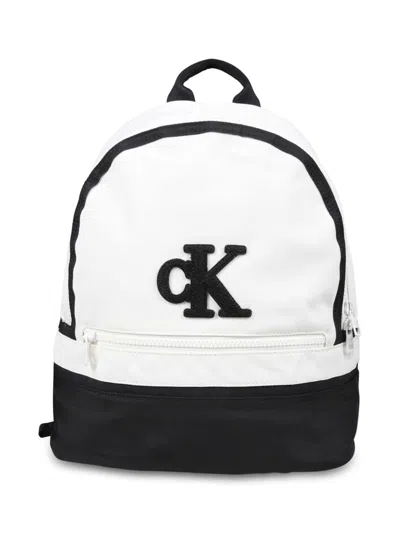 Calvin Klein Kids' Logo-appliqué Backpack In 白色
