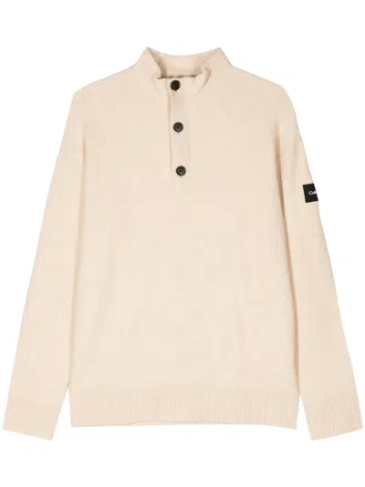 Calvin Klein Logo-appliqué Brushed Jumper In Nude