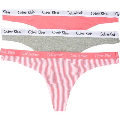 Calvin Klein Logo Assorted Thongs In Obj Evolve/grey