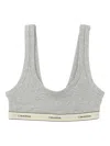 Calvin Klein Womens Grey Heather Heritage Logo-underband Stretch-cotton Bralette In Gray