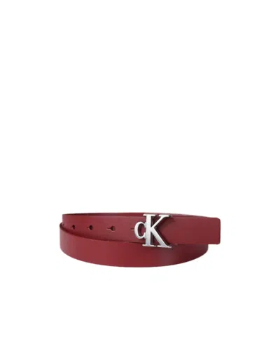 Calvin Klein Logo Belt In Burgundy