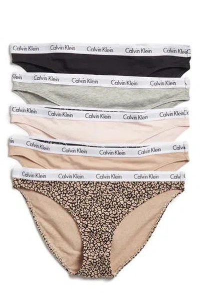 Calvin Klein Logo Bikini In Black/nymph/beige