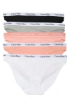 Calvin Klein Logo Bikini In Coral/black/grey