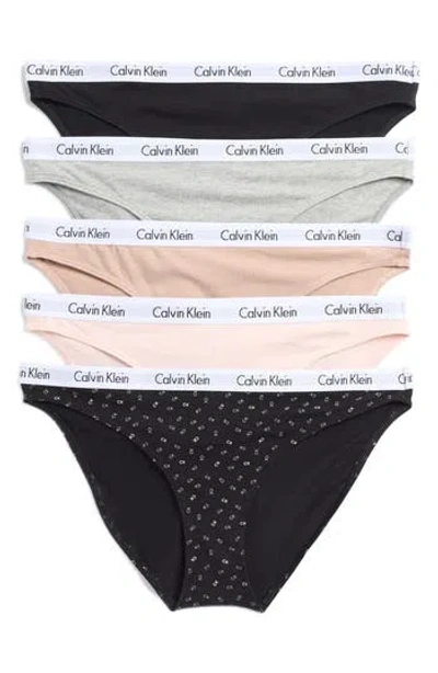 Calvin Klein Logo Bikini In Sand/black/nymph