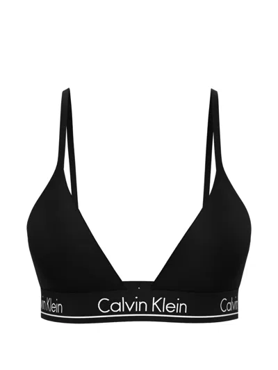 Calvin Klein Logo Bikini Top In Black