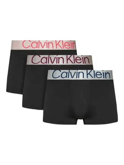 Calvin Klein Logo Boxers (set Of Three) In Black