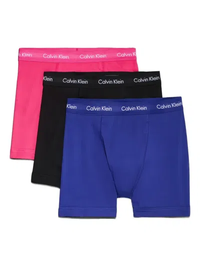 Calvin Klein Logo Boxers (set Of Three) In Blue