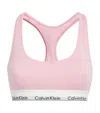 Calvin Klein Womens Buff Pink Icon Branded Stretch-cotton Blend Bralette In Pink