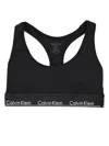 Calvin Klein Plus Modern Cotton Unlined Racerback Logo Tape Bralette In Black-gray In Black