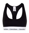 Calvin Klein Velvet Ribbed Bralette In Black