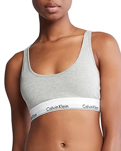 Calvin Klein Logo Bralette In Gray
