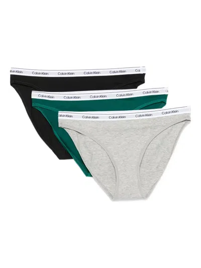Calvin Klein Logo Briefs (set Of Three) In Gray