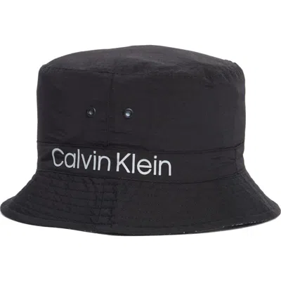 Calvin Klein Logo Bucket Hat In Black