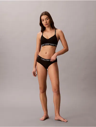 Calvin Klein Logo Calvin Klein Women's Archive Logo Lightly Lined Wirefree Bralette In Black