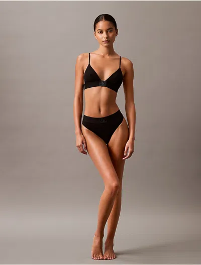 Calvin Klein Logo Calvin Klein Women's Ck Established Modern Thong In Black