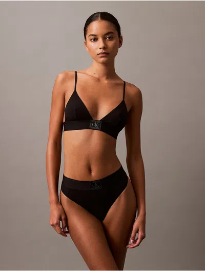 Calvin Klein Logo Calvin Klein Women's Ck Established Unlined Triangle Bralette In Black