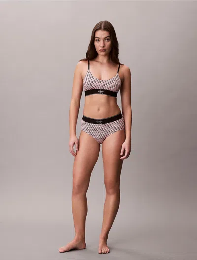 Calvin Klein Logo Calvin Klein Women's Graphic Monogram Microfiber Stretch Unlined Bralette In Black