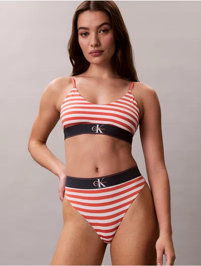 Calvin Klein Logo Calvin Klein Women's Graphic Monogram Microfiber Stretch Unlined Bralette In Multi