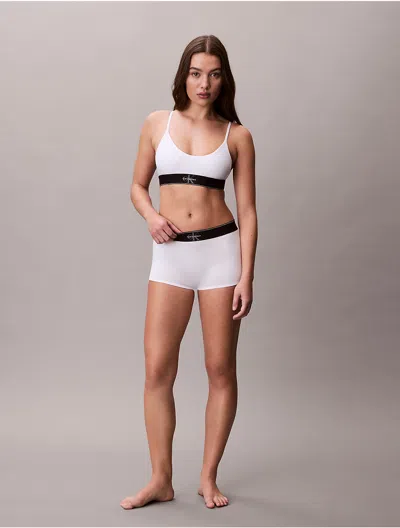 Calvin Klein Logo Calvin Klein Women's Graphic Monogram Microfiber Stretch Unlined Bralette In White