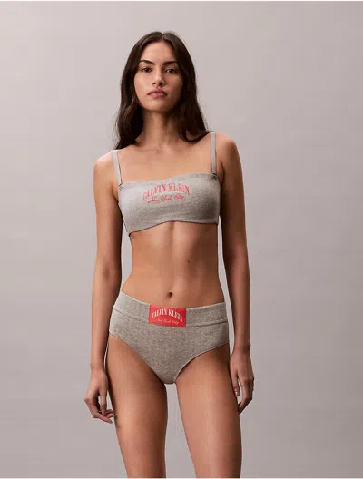 Calvin Klein Logo Calvin Klein Women's Heritage Classic Cotton Stretch Lightly Lined Bandeau Bralette In Gray