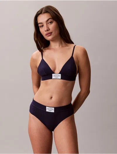 Calvin Klein Logo Calvin Klein Women's Heritage Classic Cotton Stretch Lightly Lined Triangle Bra In Black