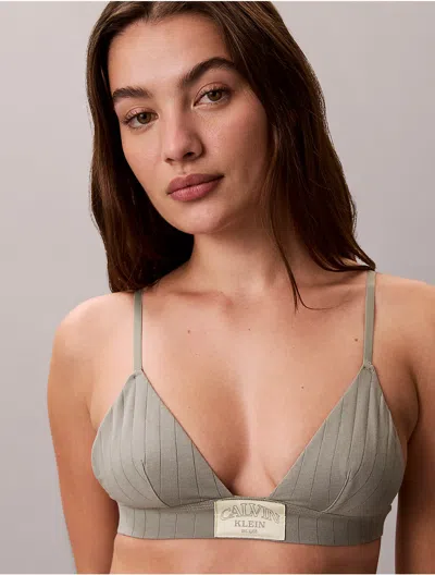 Calvin Klein Logo Calvin Klein Women's Heritage Classic Cotton Stretch Lightly Lined Triangle Bra In Gray