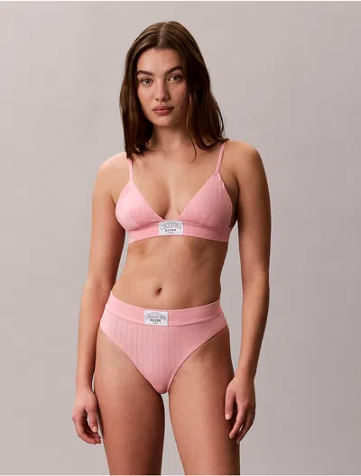 Calvin Klein Logo Calvin Klein Women's Heritage Classic Cotton Stretch Lightly Lined Triangle Bra In Pink