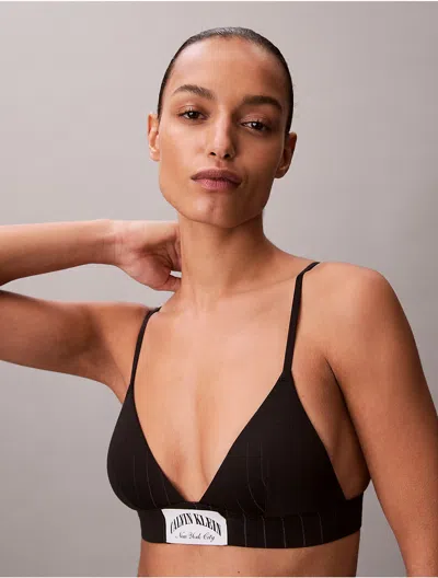 Calvin Klein Logo Calvin Klein Women's Heritage Classic Cotton Stretch Lightly Lined Triangle Bralette In Black
