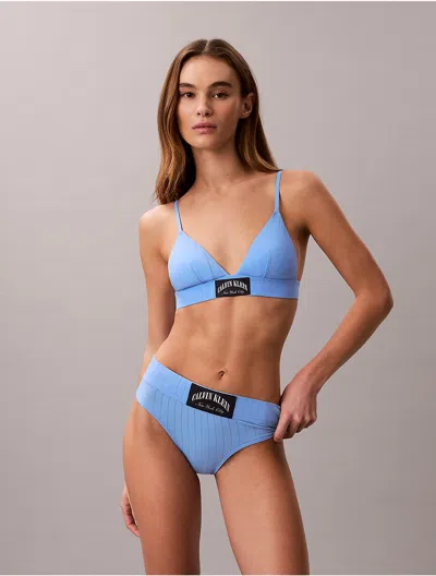 Calvin Klein Logo Calvin Klein Women's Heritage Classic Cotton Stretch Lightly Lined Triangle Bralette In Blue