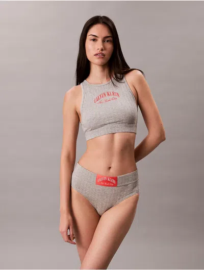 Calvin Klein Logo Calvin Klein Women's Heritage Classic Cotton Stretch Unlined Bralette In Gray