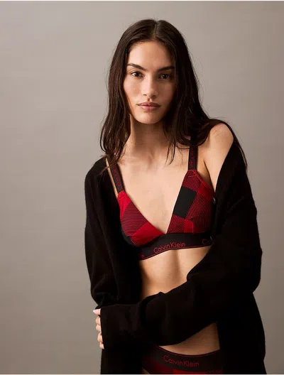 Calvin Klein Logo Calvin Klein Women's Icon Cotton Modal Holiday Unlined Triangle Bralette