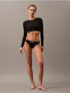 Calvin Klein Logo Calvin Klein Women's Icon Cotton Modal Lightly Lined Long Sleeve Bralette In Black