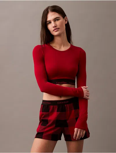 Calvin Klein Logo Calvin Klein Women's Icon Cotton Modal Lightly Lined Long Sleeve Bralette