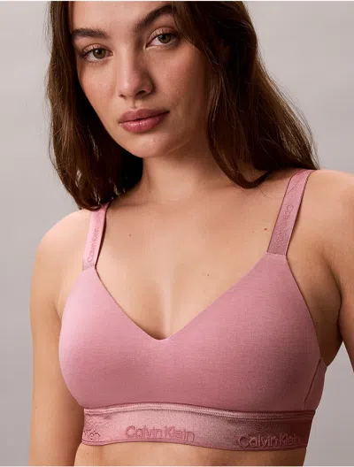 Calvin Klein Logo Calvin Klein Women's Icon Cotton Modal Metallic Lightly Lined Bralette In Pink