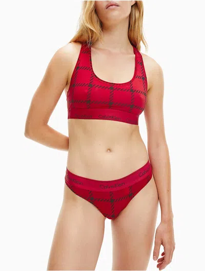 Calvin Klein Logo Calvin Klein Women's Icon Cotton Modal Plaid Unlined Bralette