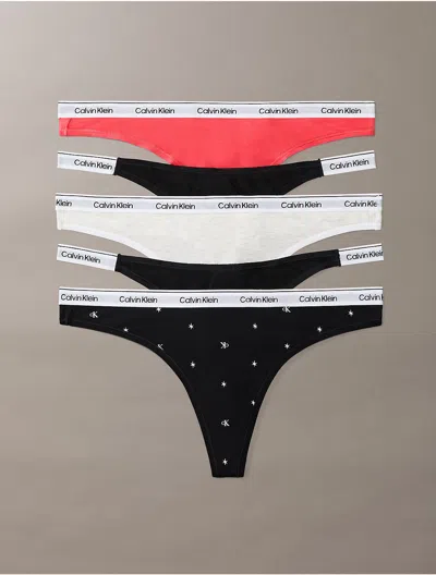 Calvin Klein Logo Calvin Klein Women's Icon Logo 5-pack Mixed Thong In Multi