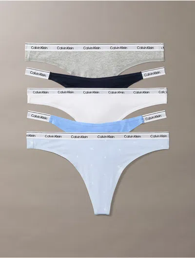 Calvin Klein Logo Calvin Klein Women's Icon Logo 5-pack Mixed Thong In Multi