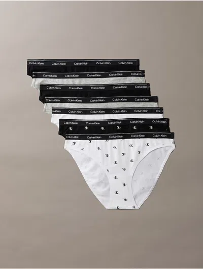 Calvin Klein Logo Calvin Klein Women's Icon Logo 7-pack Bikini In Black/black/grey Heather/grey Heather/classic White/diamond Logo Black/diamond Logo White