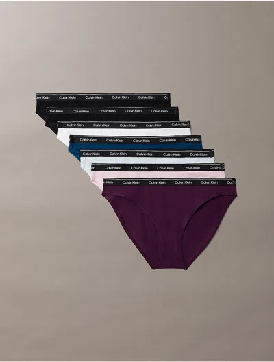 Calvin Klein Logo Calvin Klein Women's Icon Logo 7-pack Bikini In Black/posiedon/black/classic White/plein Air/dark Purple/hawaii Orchid