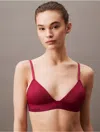 Calvin Klein Logo Calvin Klein Women's Modern Lace Lightly Lined Triangle Bralette In Purple